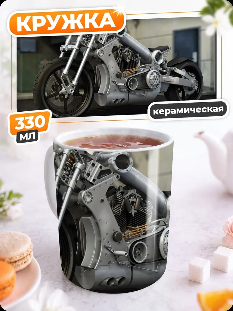 Кружка керамическая Футуристичный мотоцикл