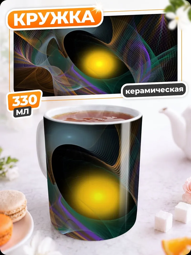 Кружка керамическая Абстрактные линии космоса