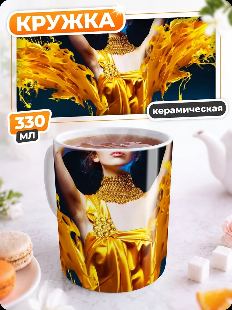 Кружка керамическая Женщина в золотом