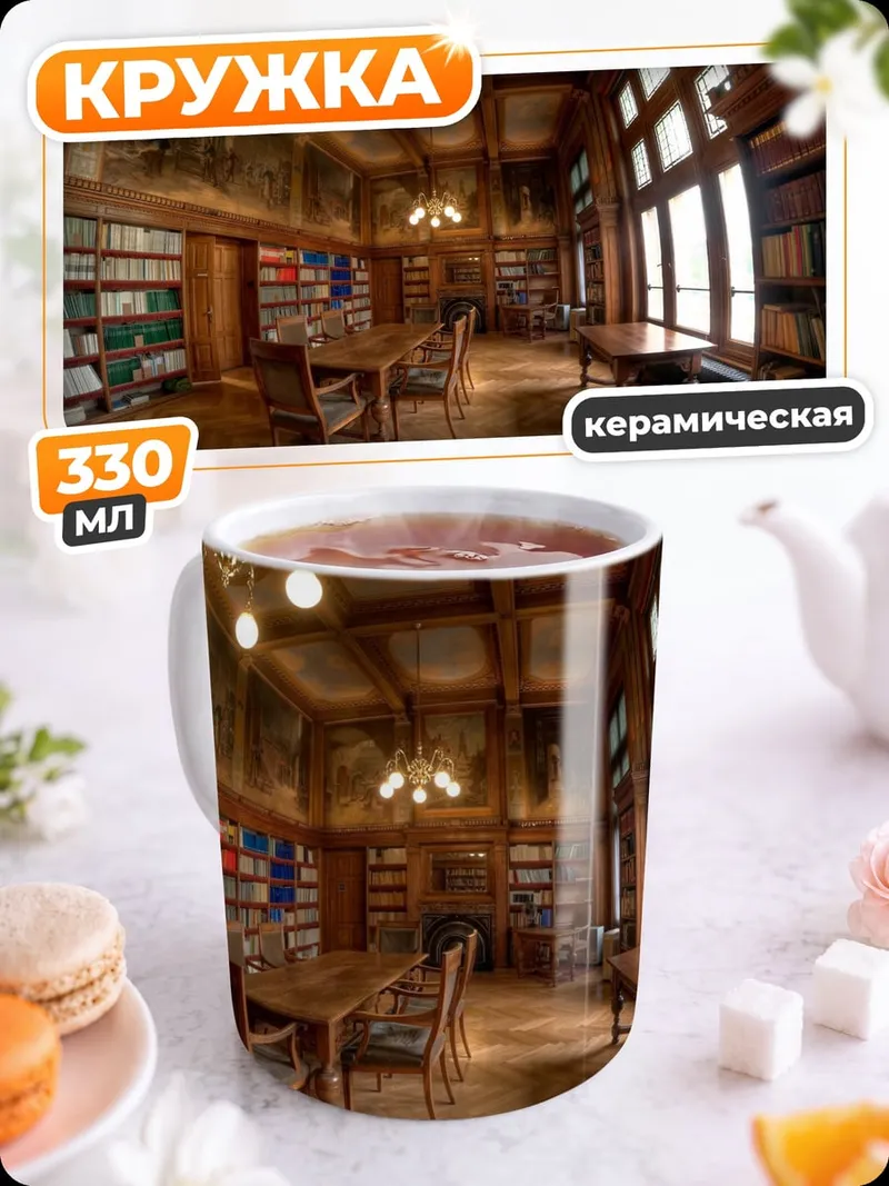Кружка керамическая Старинная библиотека