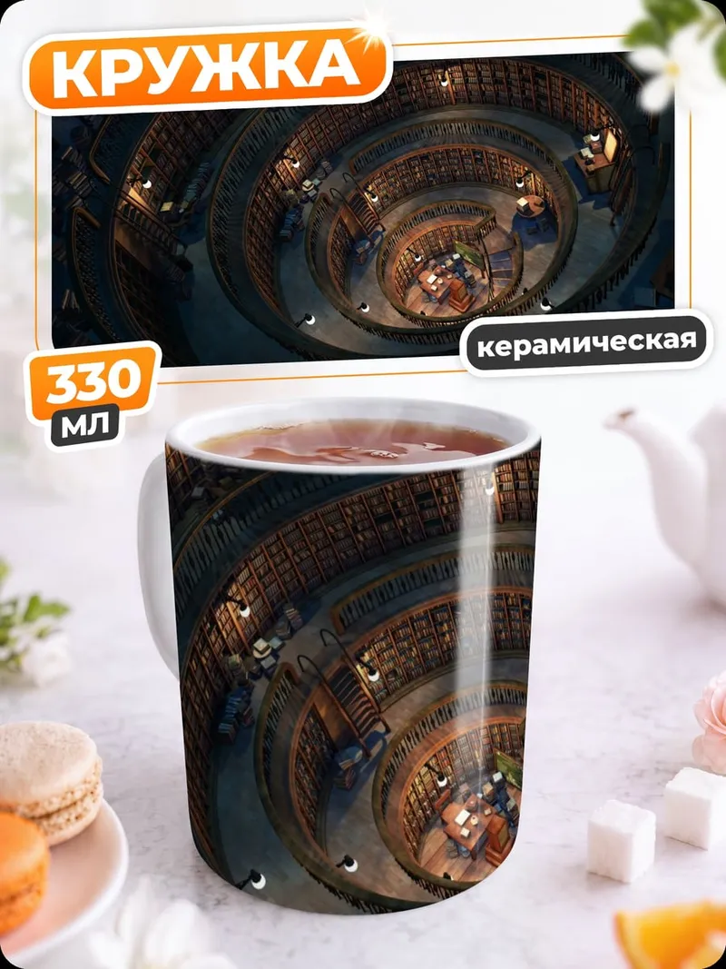 Кружка керамическая Спиральная библиотека