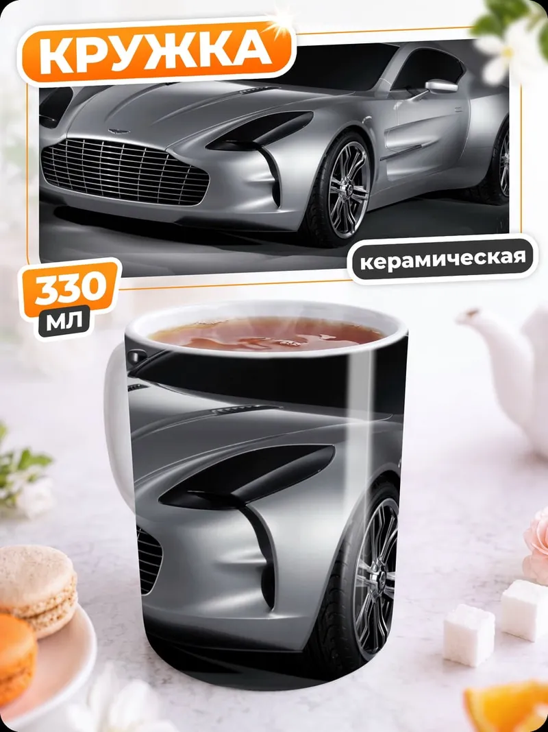 Кружка керамическая Серебристый спорткар