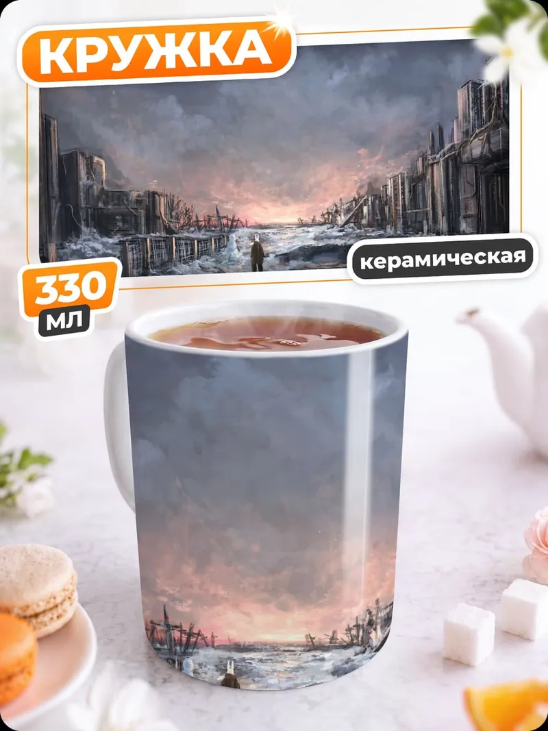 Кружка керамическая разрушенный город
