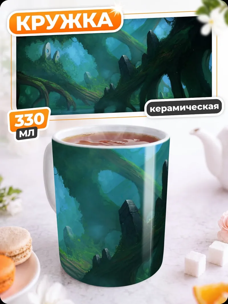 Кружка керамическая Загадочный лес с корнями