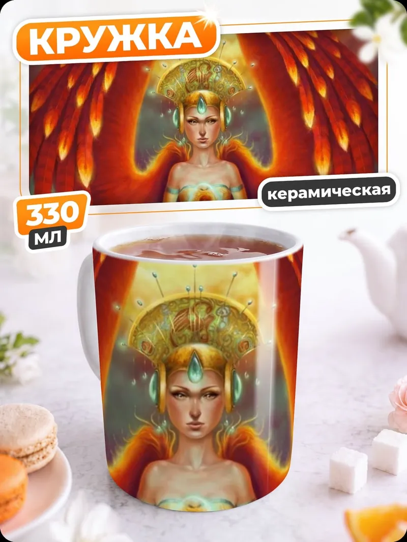 Кружка керамическая ангел феникс богиня