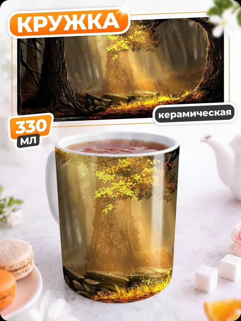 Кружка керамическая Волшебный лес лучи