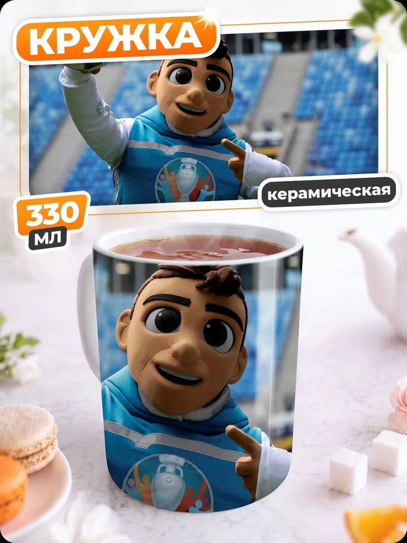 Кружка керамическая Футбольный талисман евро