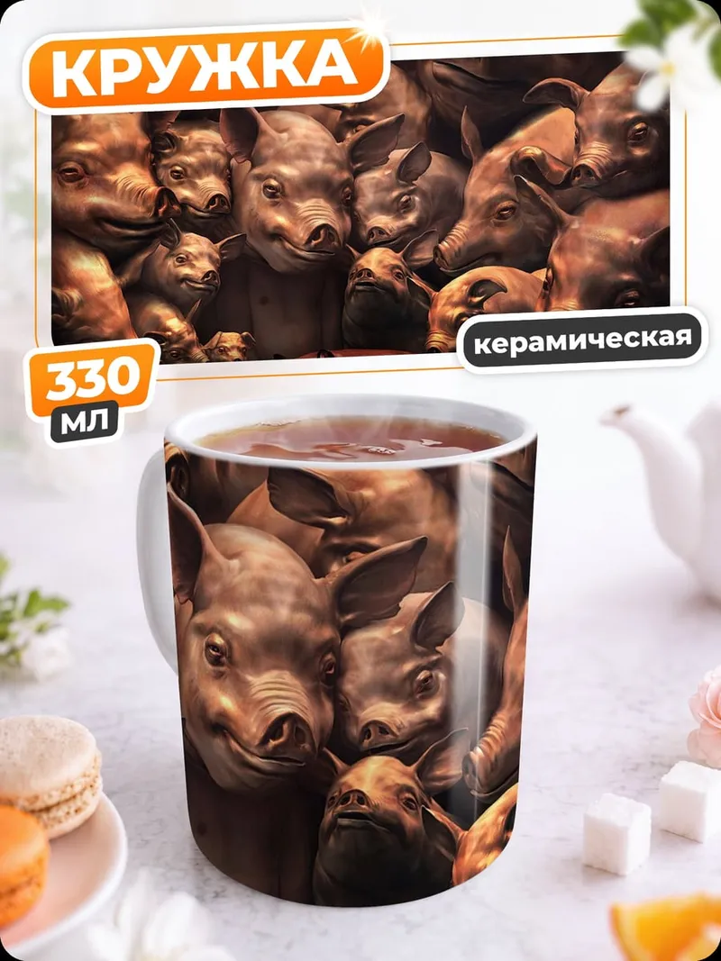 Кружка керамическая Стадо свиней