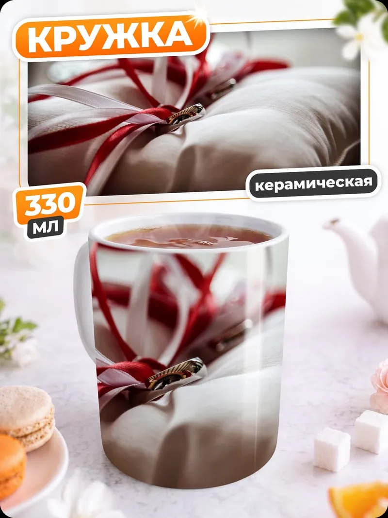 Кружка керамическая кольцо на подушечке