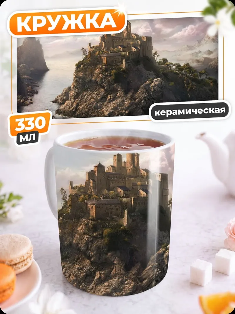 Кружка керамическая Замок на скале