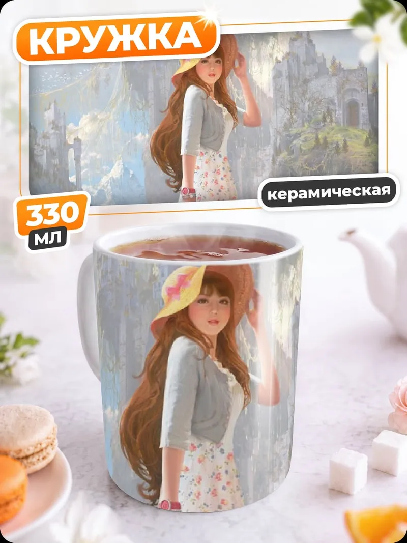 Кружка керамическая Девушка в сказочном замке