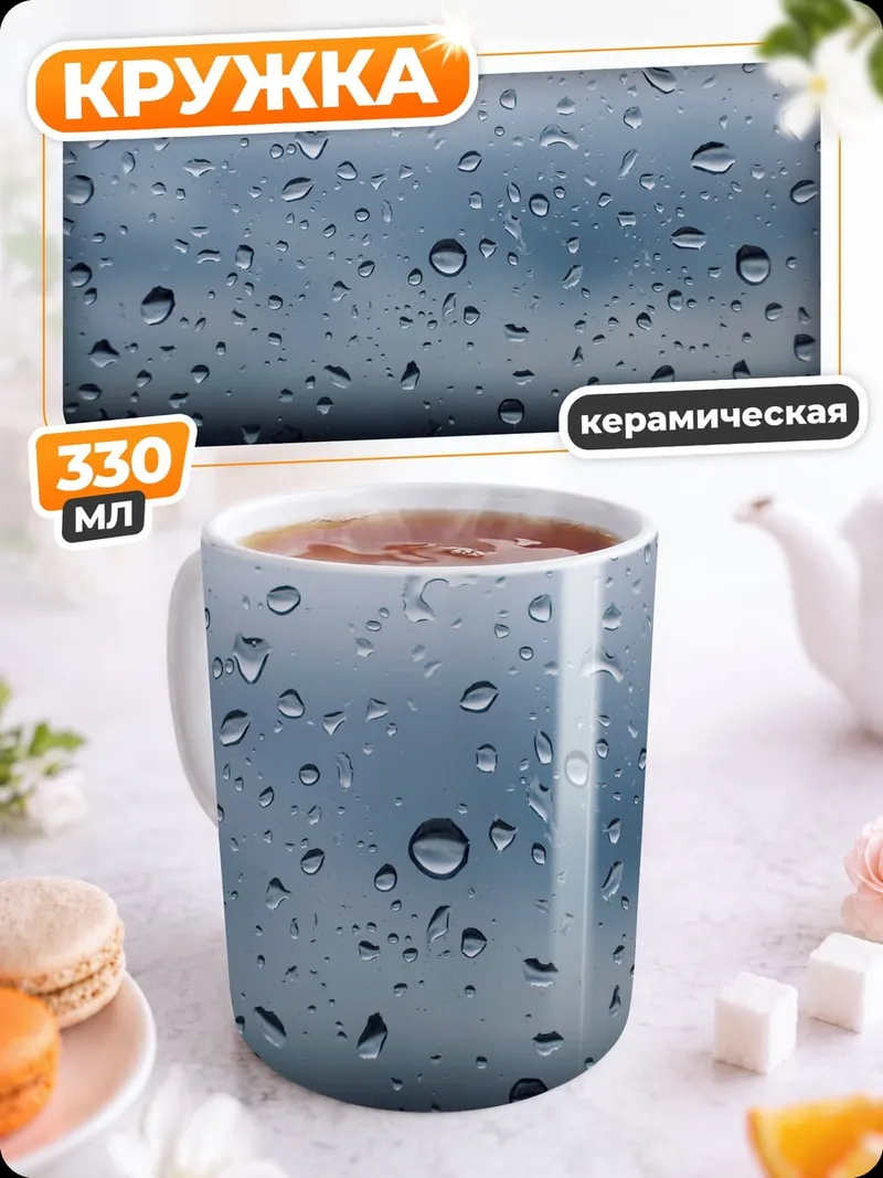 Кружка керамическая Капли дождя окно