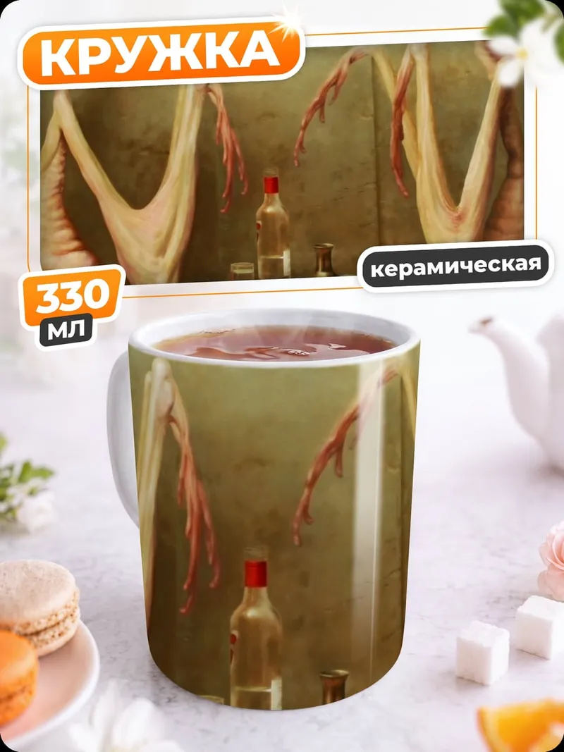 Кружка керамическая Странные существа за столом
