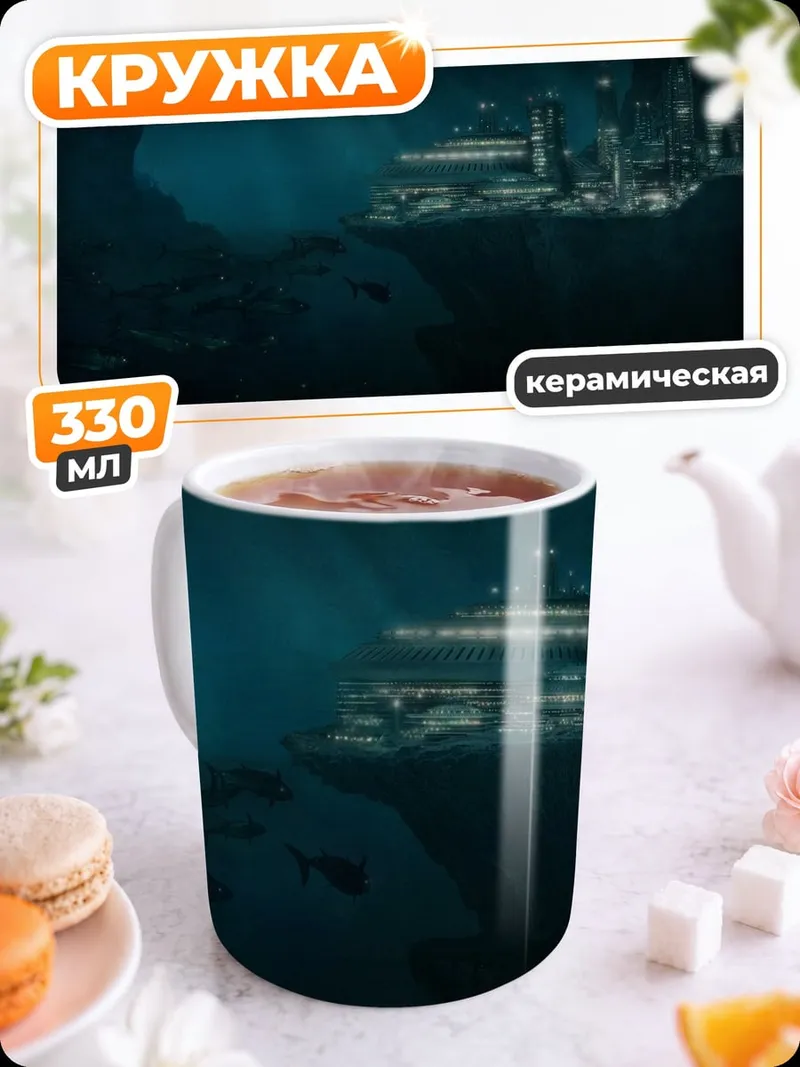 Кружка керамическая Подводный город