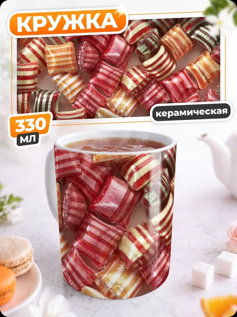 Кружка керамическая Леденцы в корзине