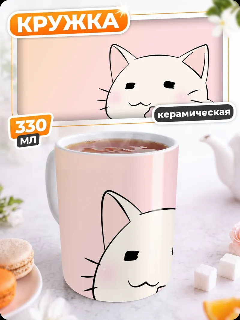 Кружка керамическая Аниме котик