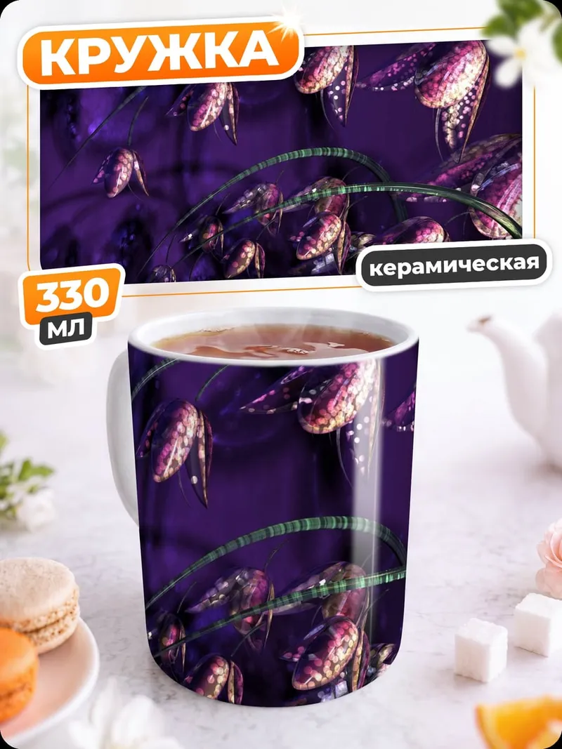 Кружка керамическая Фиолетовые цветы