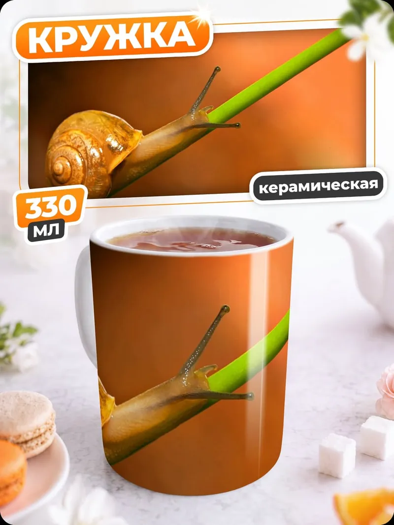 Кружка керамическая Улитка на ветке