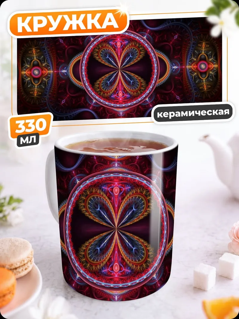 Кружка керамическая Красный фрактал