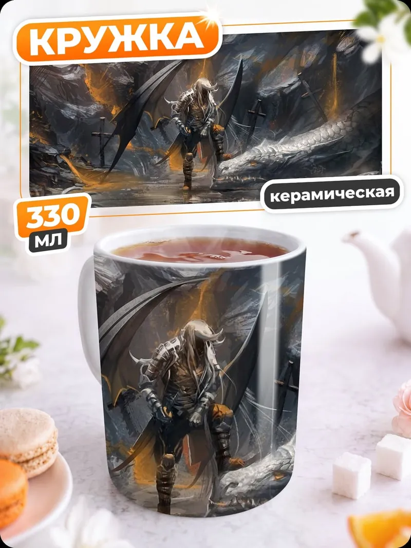 Кружка керамическая Воин в пещере