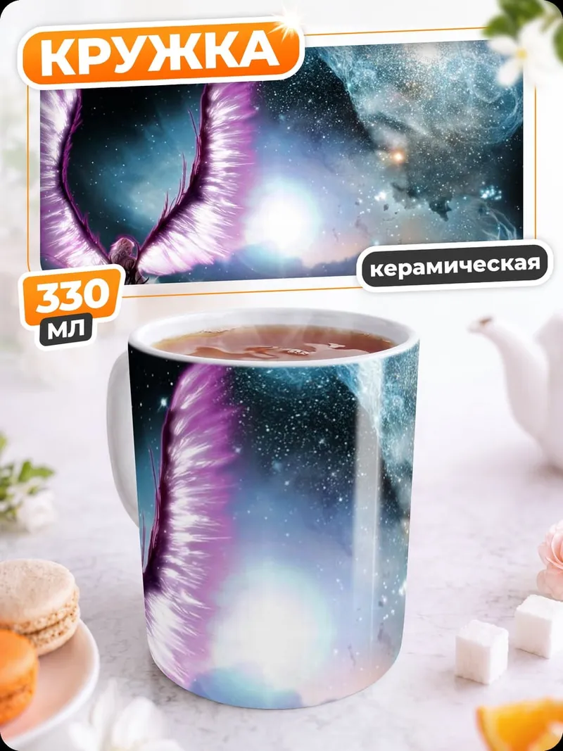 Кружка керамическая космический феникс