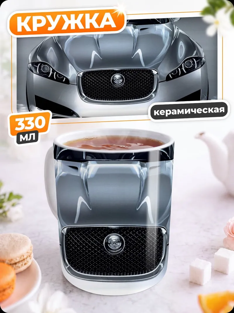 Кружка керамическая Серебряный Ягуар