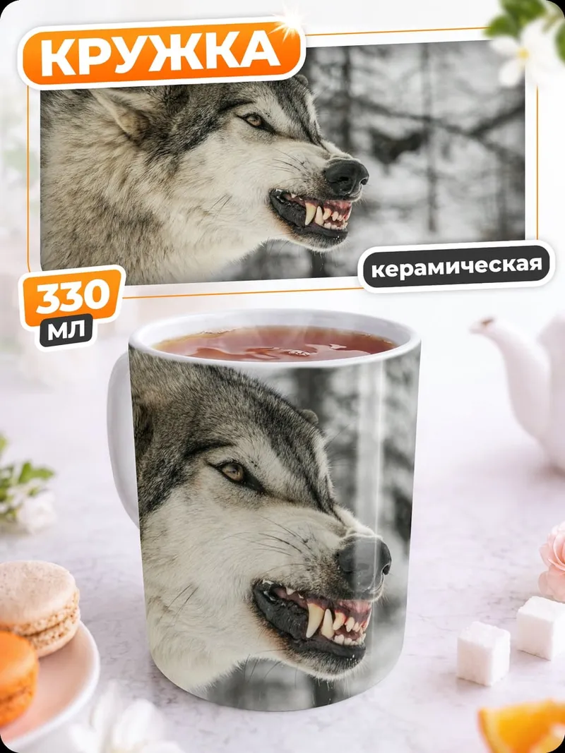 Кружка керамическая Злой волк