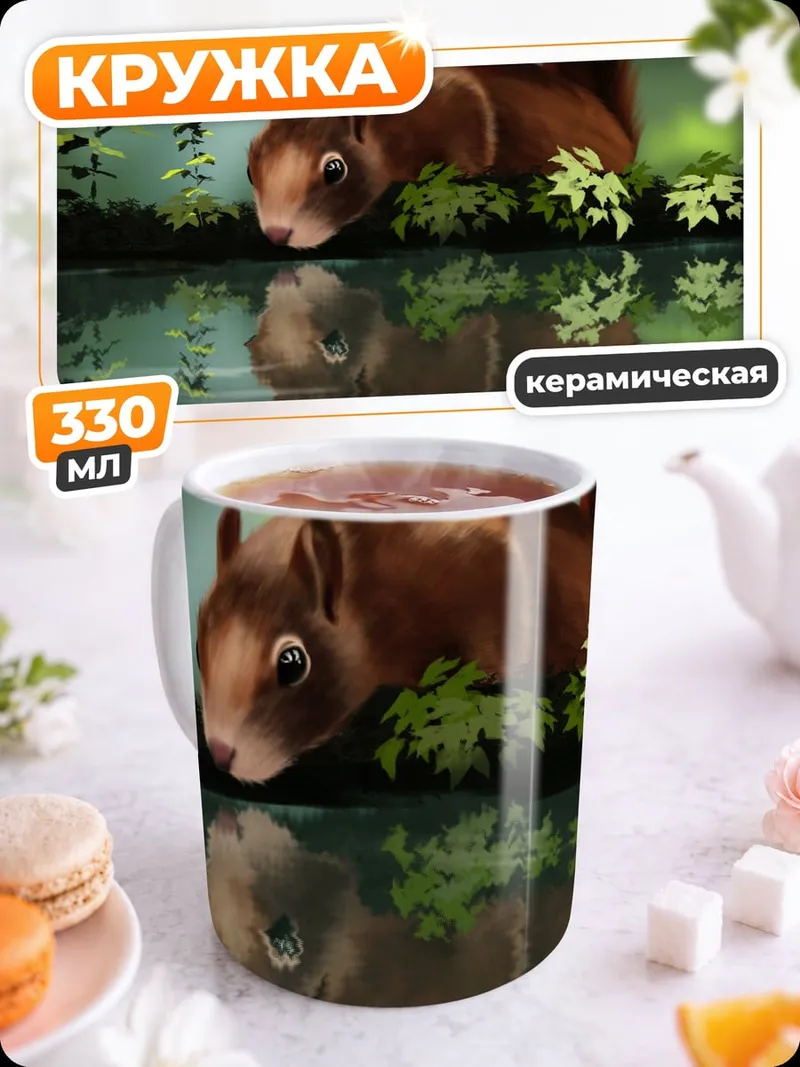 Кружка керамическая Белка у воды