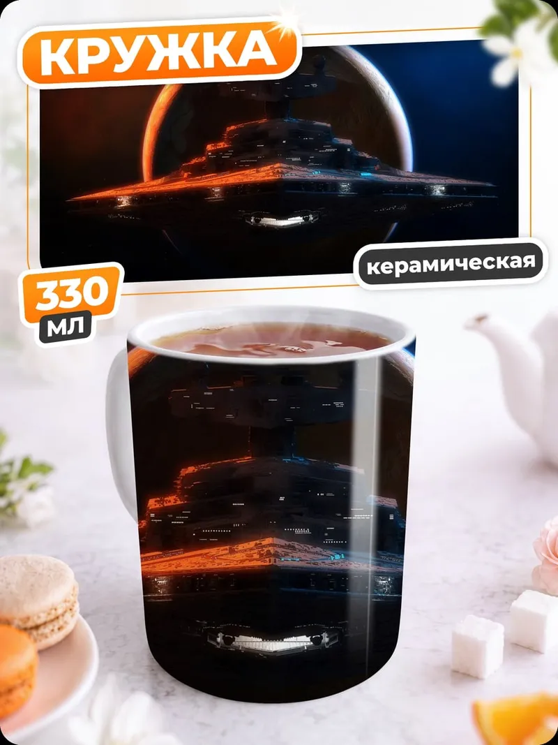 Кружка керамическая летающая тарелка