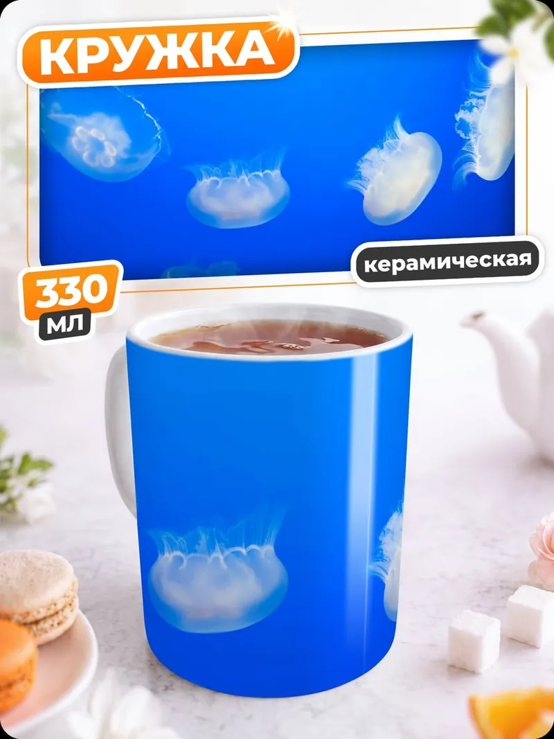 Кружка керамическая Медузы в синеве