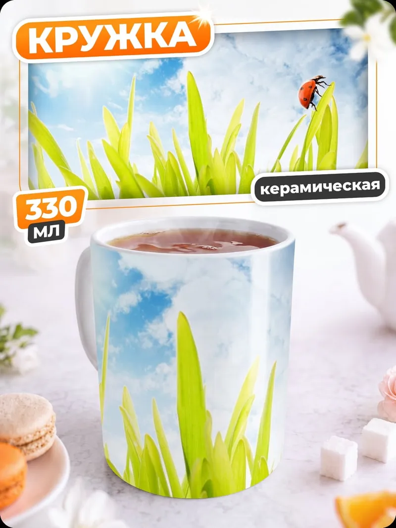Кружка керамическая божья коровка