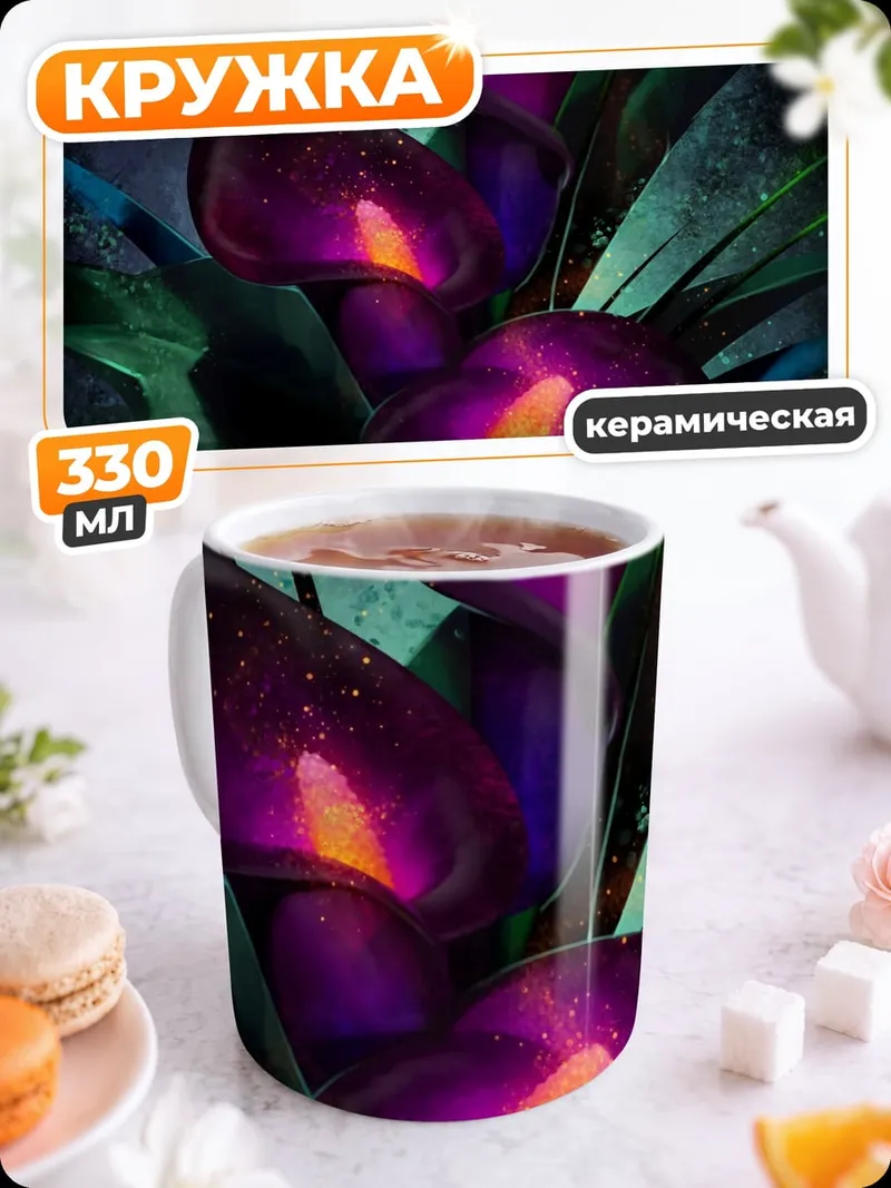 Кружка керамическая Фиолетовые каллы