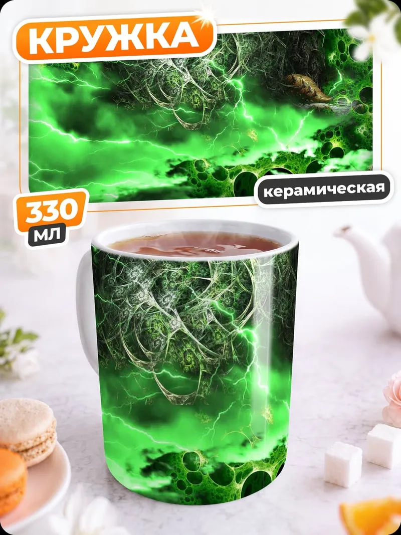 Кружка керамическая зеленая энергия