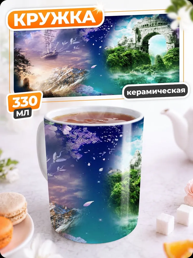 Кружка керамическая два мира