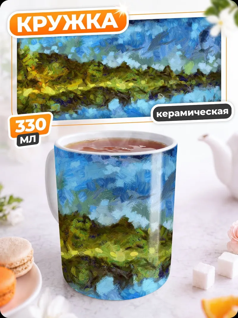 Кружка керамическая Водная гладь мазками