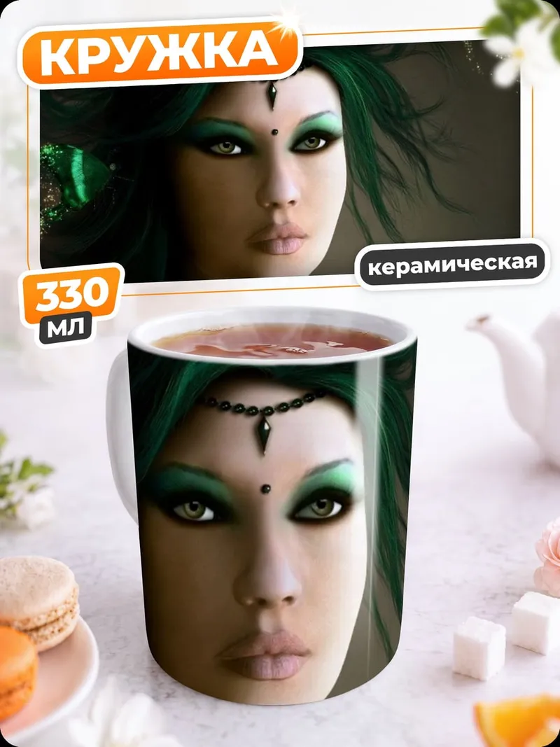 Кружка керамическая Зеленая лесная фея