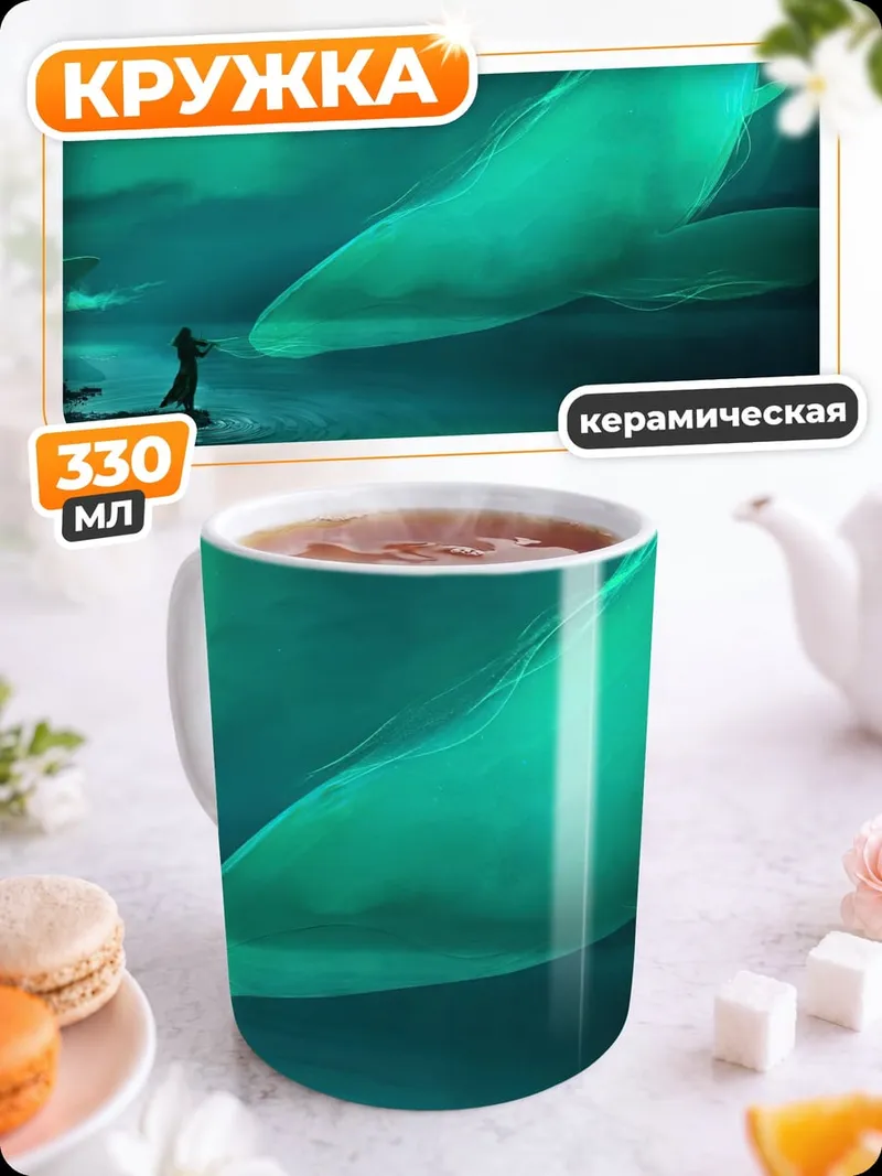Кружка керамическая человек и кит