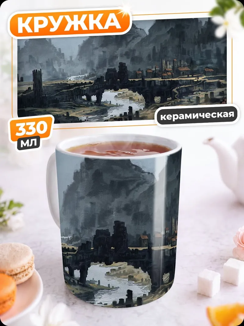 Кружка керамическая Мрачный фэнтези пейзаж