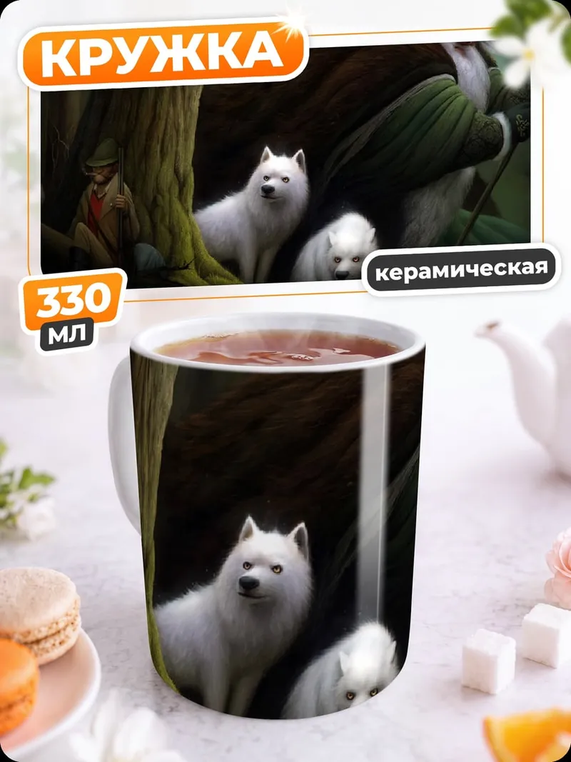 Кружка керамическая Лесные духи и волки