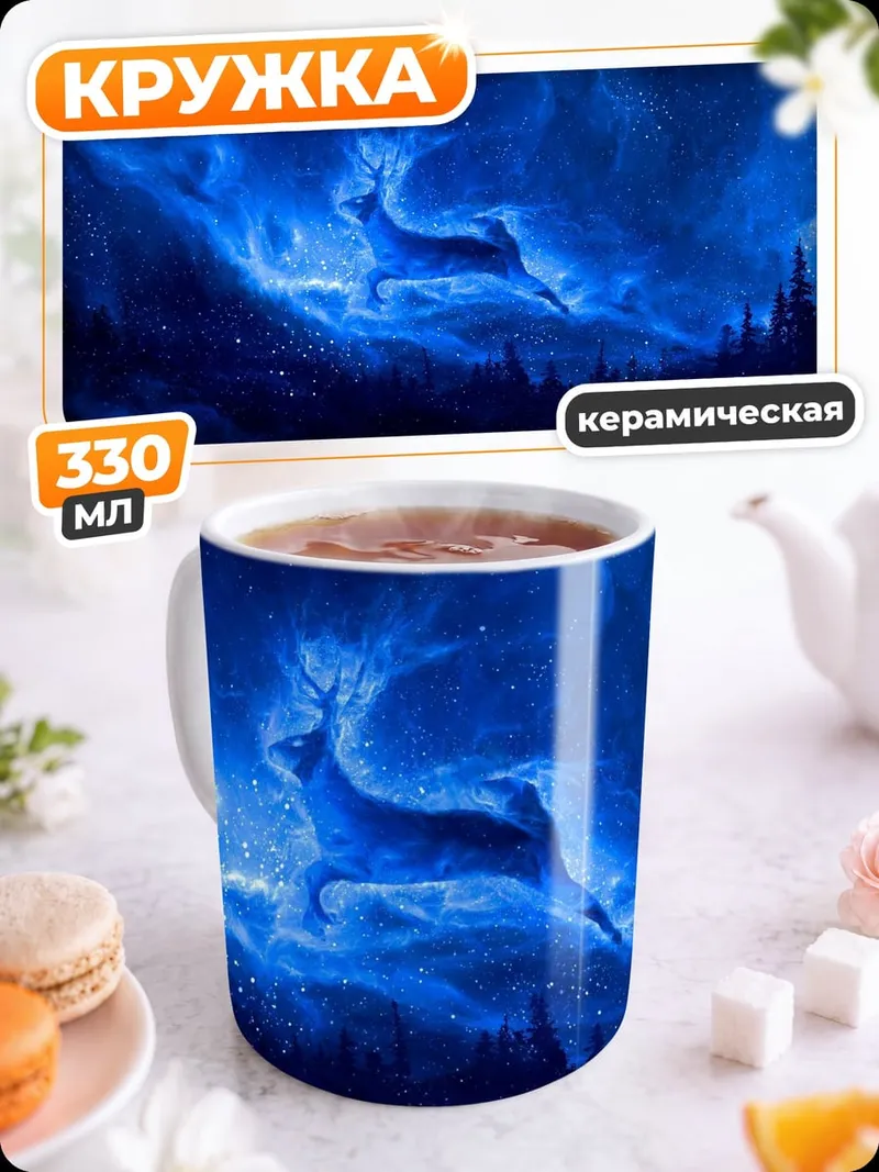 Кружка керамическая Синий олень дух
