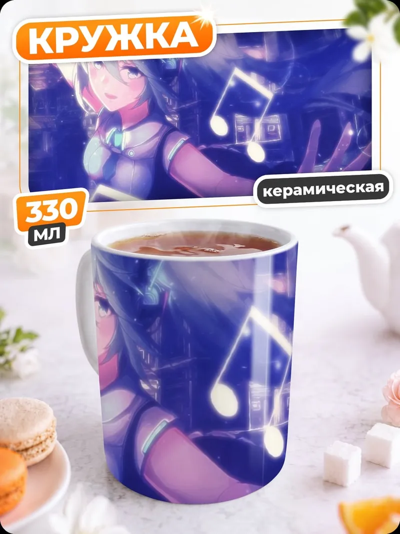 Кружка керамическая Аниме девушка с наушниками