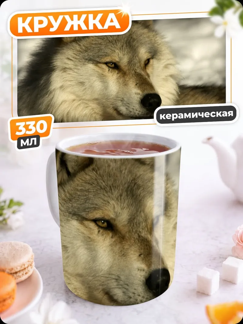 Кружка керамическая Портрет волка
