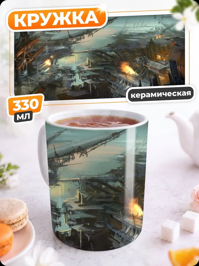 Кружка керамическая Фантастический город