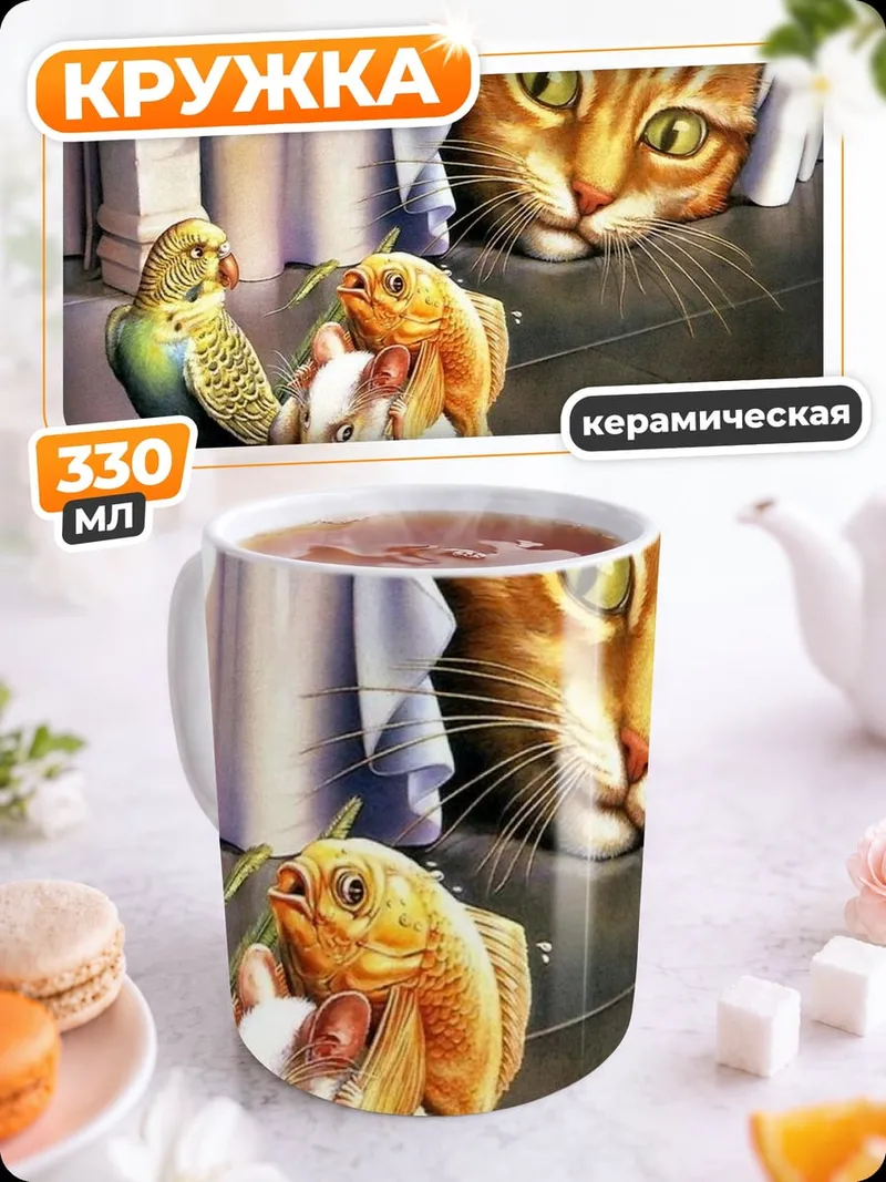 Кружка керамическая Кот и грызуны