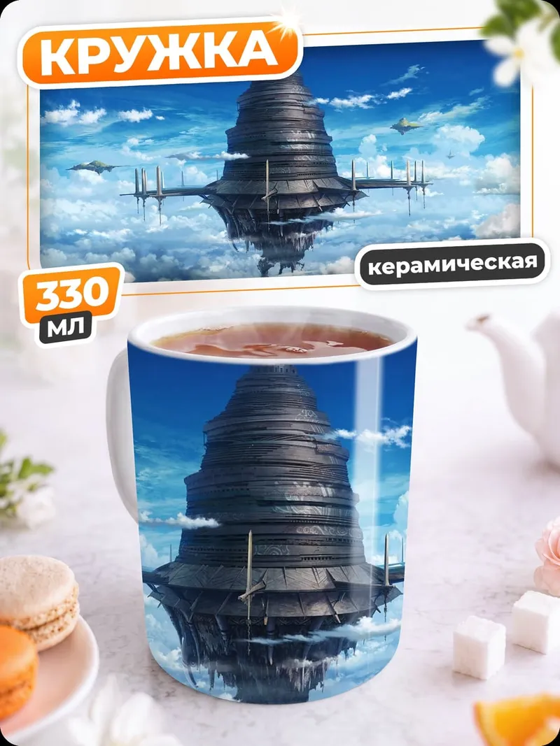 Кружка керамическая Летающий город Айнкрад