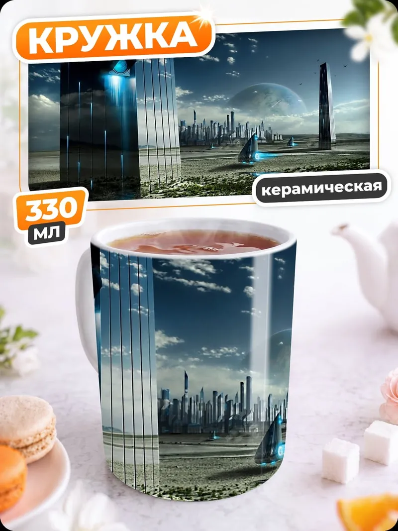 Кружка керамическая Футуристичный город