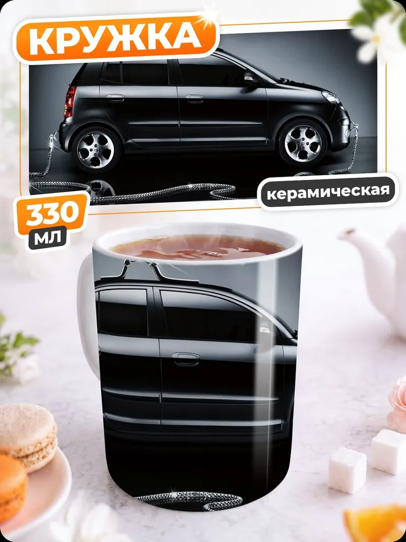 Кружка керамическая Черный автомобиль
