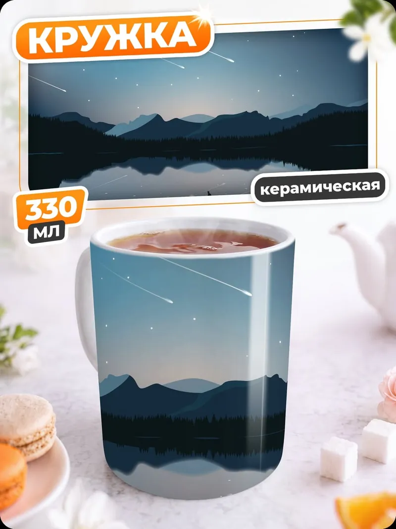 Кружка керамическая Лодка под звездами