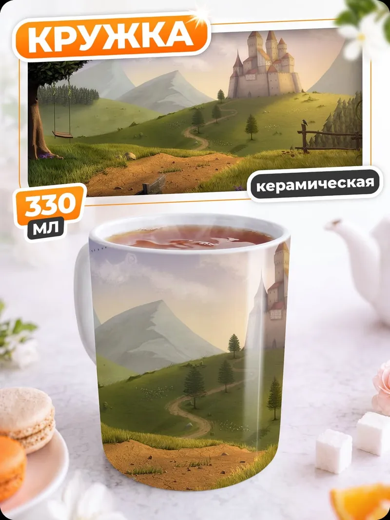 Кружка керамическая Сказочный замок на холме