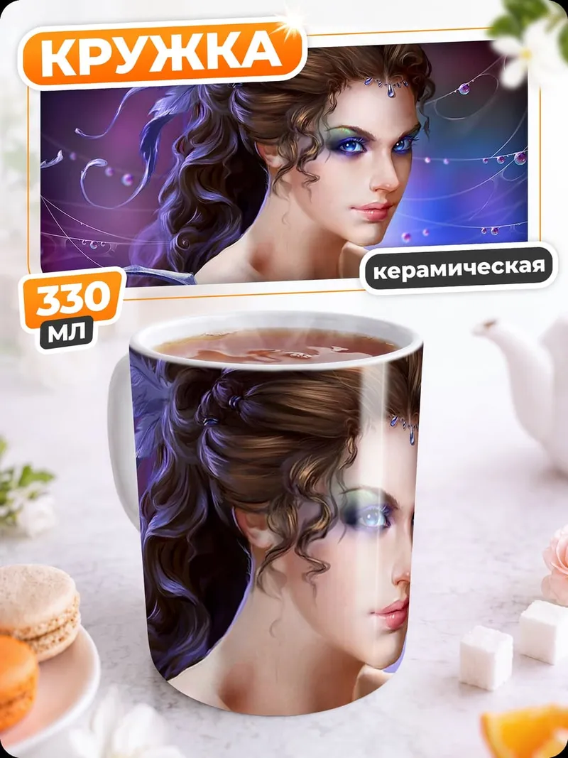 Кружка керамическая Фея с синими глазами